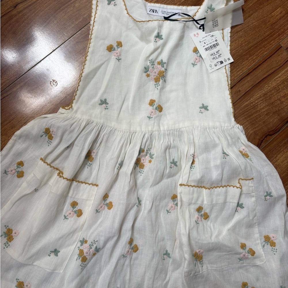 Zara White Dress with Floral Details